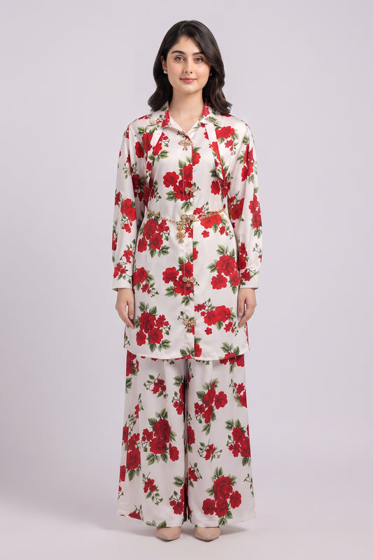 2 Piece Stitched Floral Co-Ord Set