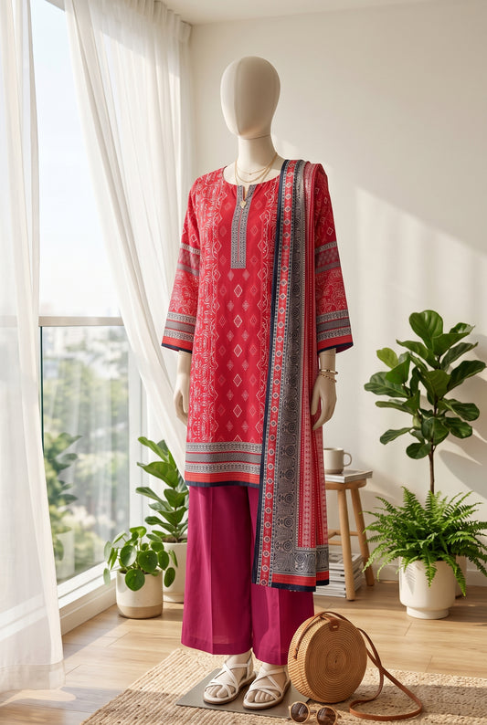Bin Saeed Printed Linen Suits Unstitched 3 - Winter Collection