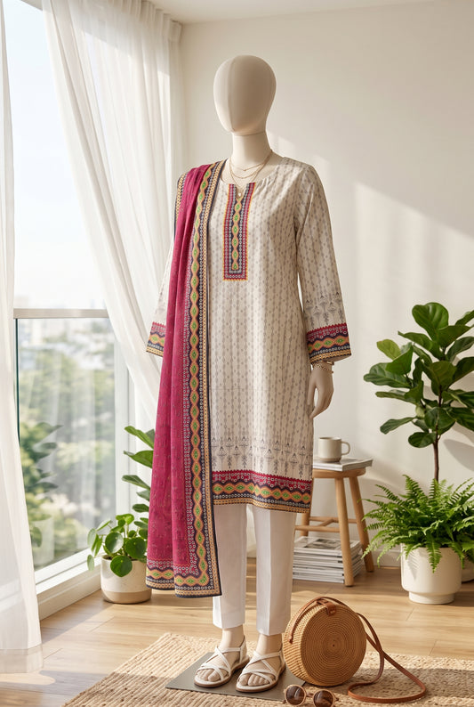 Bin Saeed Printed Linen Suits Unstitched 3 - Winter Collection