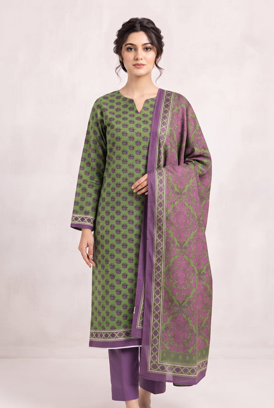 Khaadi Fabrics 2 piece Unstitched Digital Printed Khaddar Suit - Winter