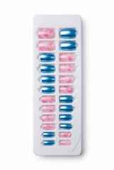 False Nail Kit adhesive Vibrant Pink Chrome & Glitter Press - 9057