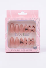 Press-On False Nail Set of 12 Chic Bow & Polka-Dot print