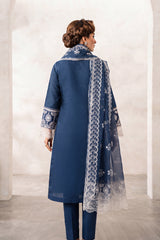 Bin Najeeb 3 Piece Stitch Embroidered Cotton Summer Suit - Blue