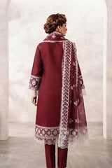 Bin Najeeb 3 Piece Stitch Embroidered Cotton Summer Suit - Maroon