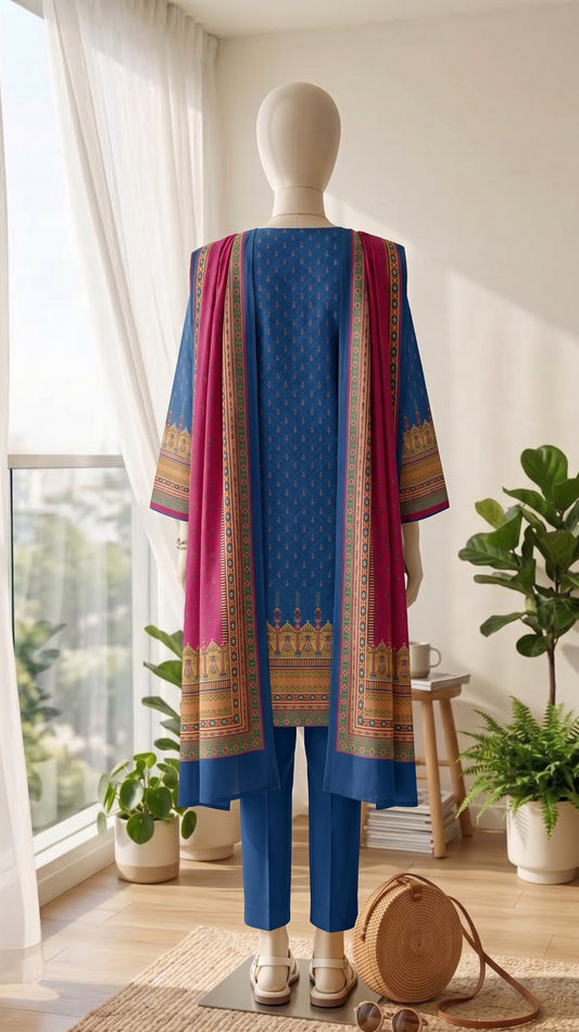 Bin Saeed Printed Linen Suits Unstitched 3 - Winter Collection