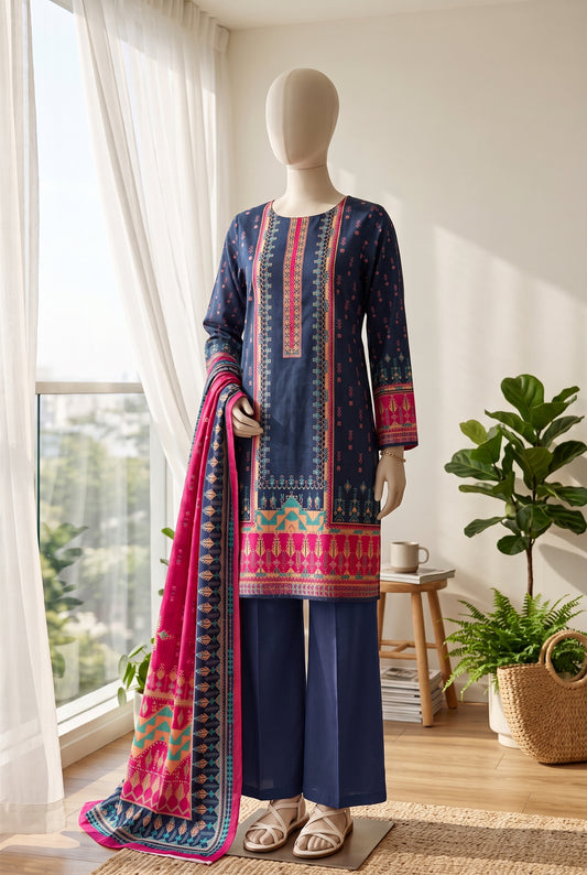Bin Saeed Printed Linen Suits Unstitched 3 - Winter Collection