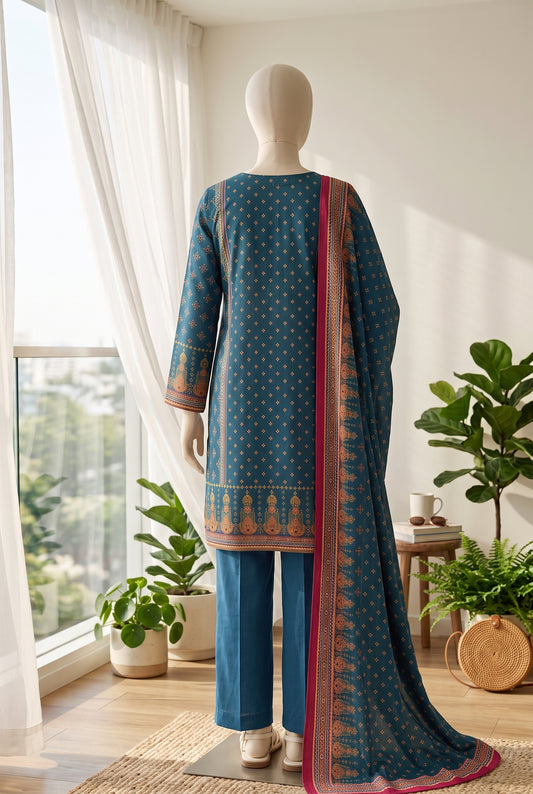 Bin Saeed Printed Linen Suits Unstitched 3 - Winter Collection