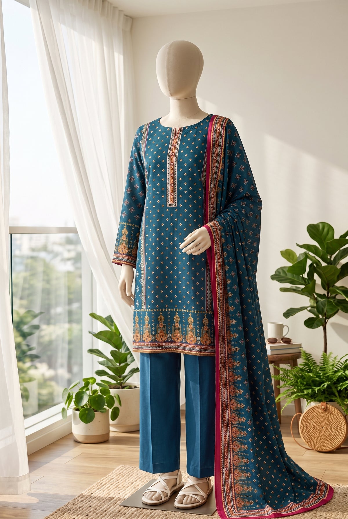 Bin Saeed Printed Linen Suits Unstitched 3 - Winter Collection