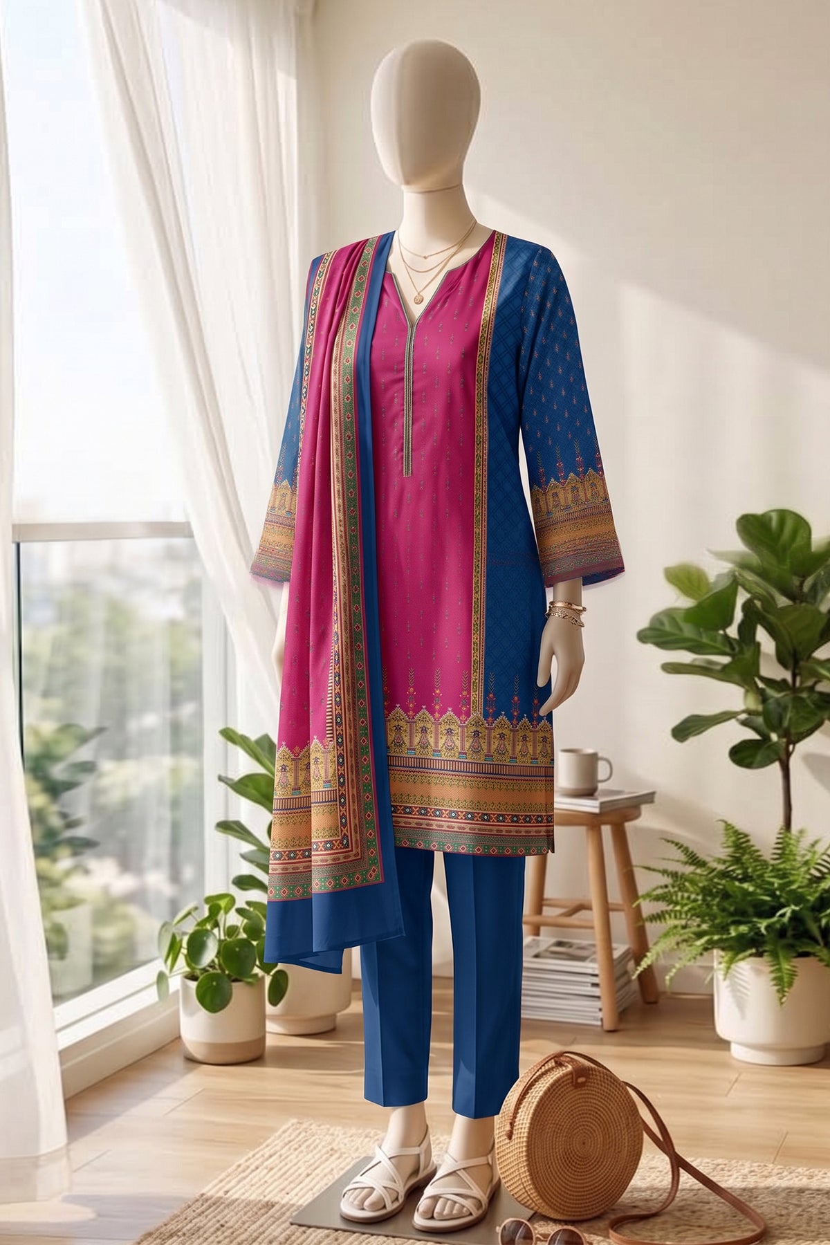 Bin Saeed Printed Linen Suits Unstitched 3 - Winter Collection