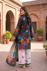 Bin Najeeb 3 Piece Stitch Cotton Summer Suit - Printed & butterfly motifs