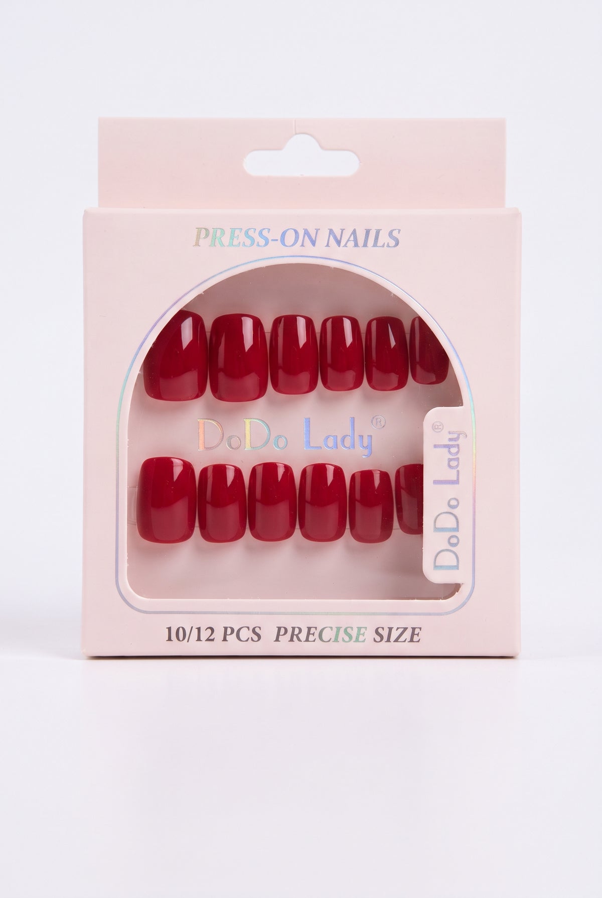 Press-On Nails Glossy Red Square | Reusable Fake Nails Set