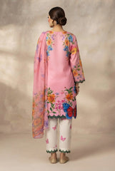 Bin Najeeb 3 Piece Stitch Cotton Summer Suit - Printed & butterfly motifs