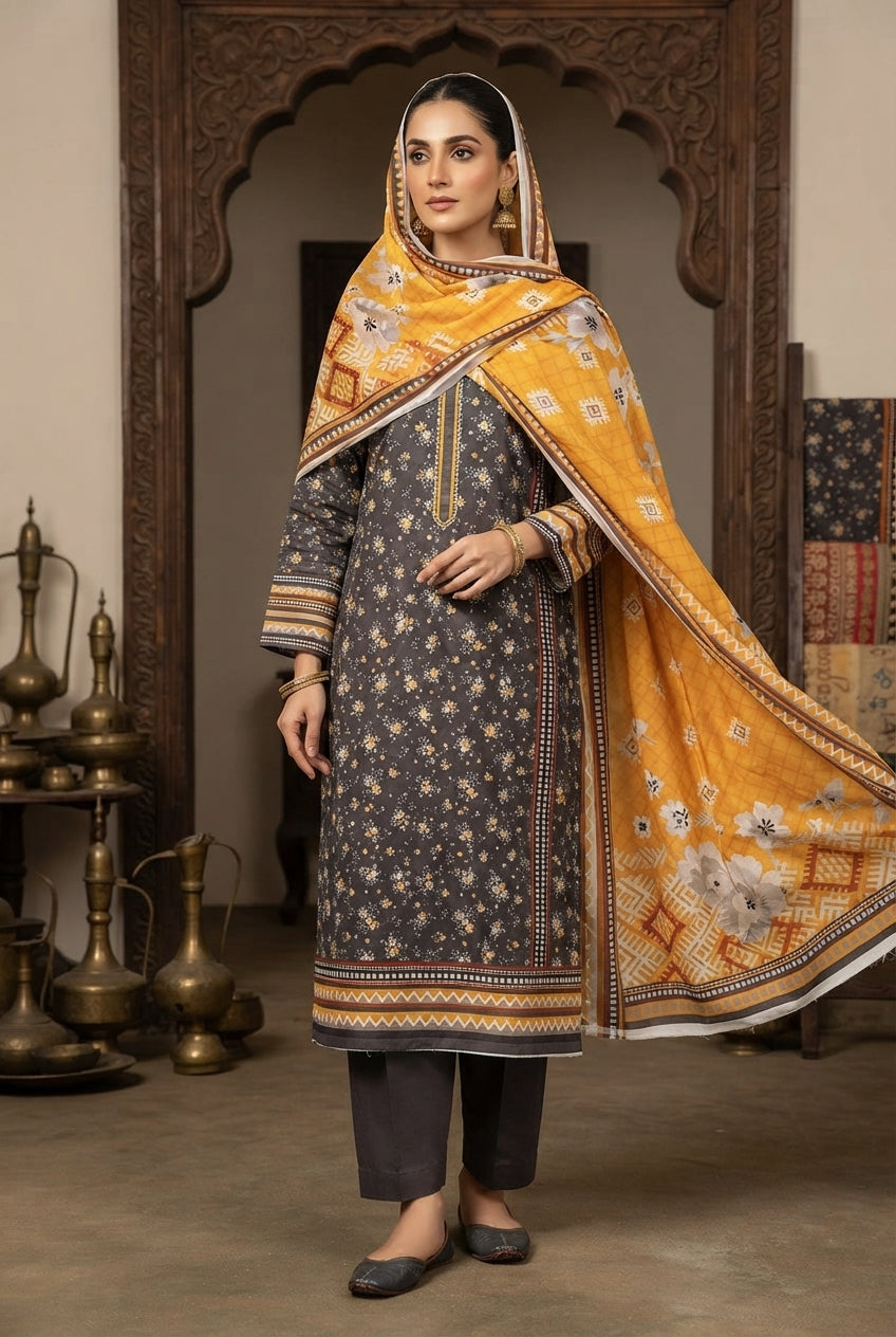 Khaadi Unstitched 3 Piece Printed Plan Lawn Suit