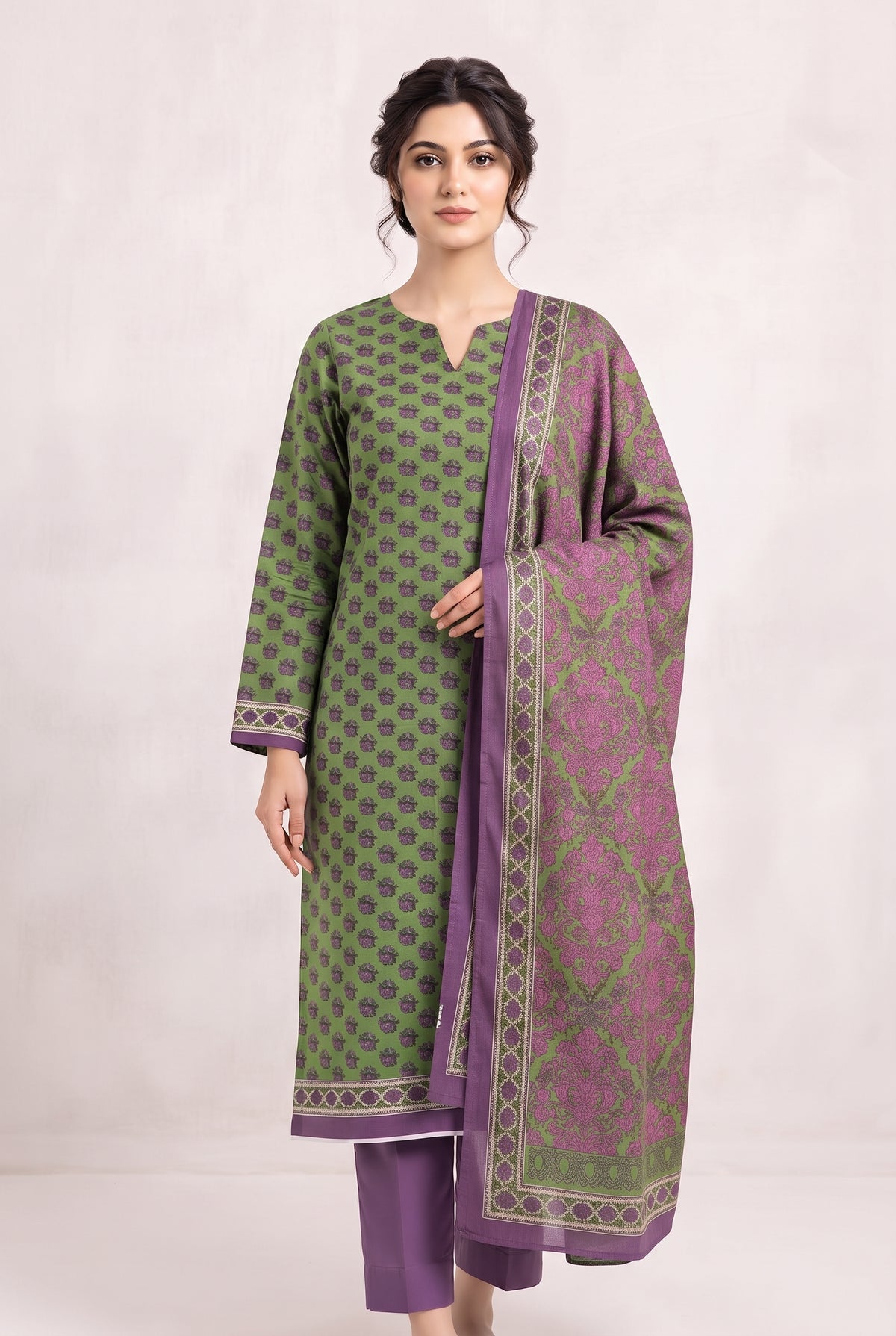 Khaadi Fabrics 2 piece Unstitched Digital Printed Khaddar Suit - Winter