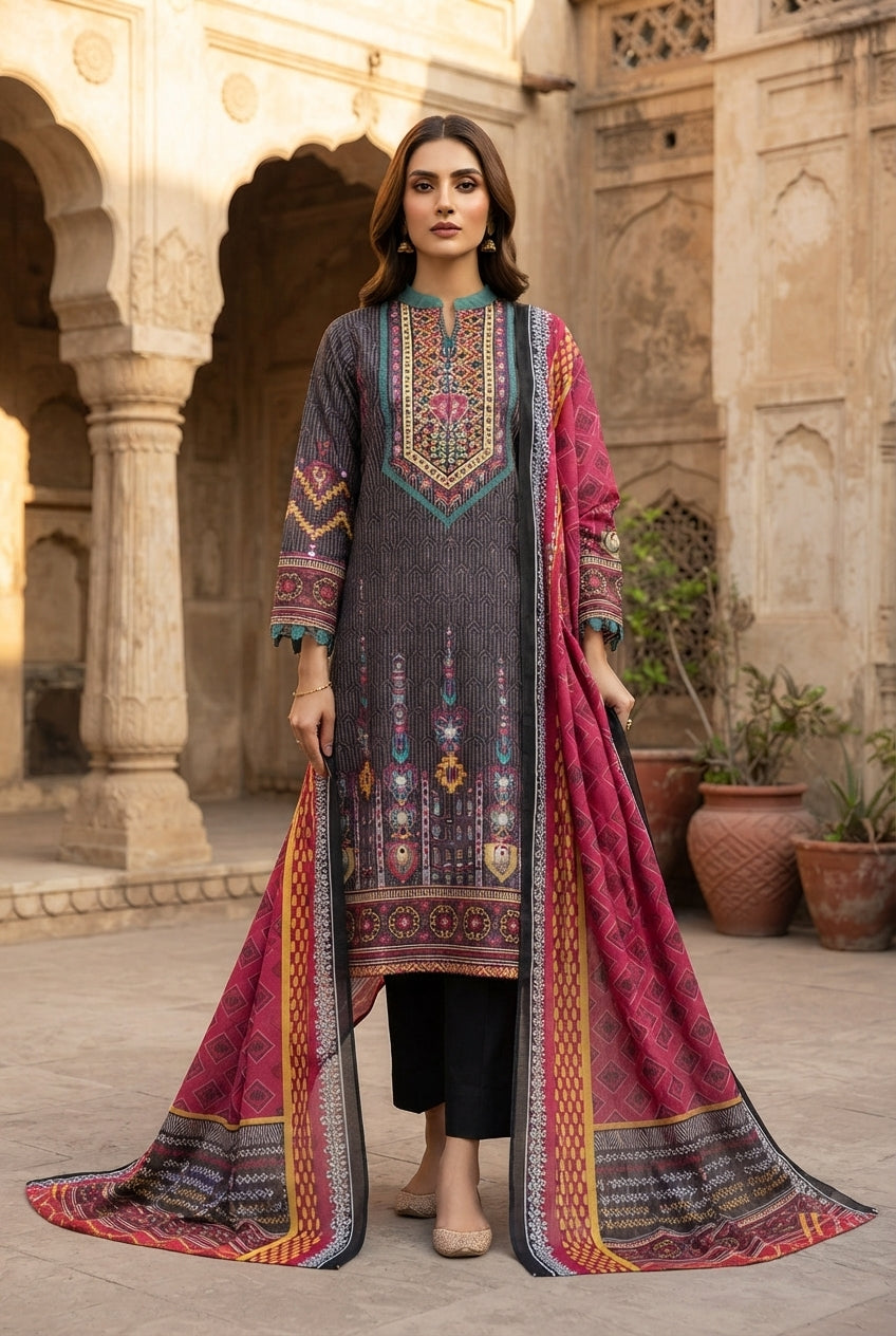 Qamash 3 Piece Digital Printed Lawn Suit