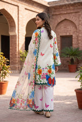 Bin Najeeb 3 Piece Stitch Cotton Summer Suit - Printed & butterfly motifs