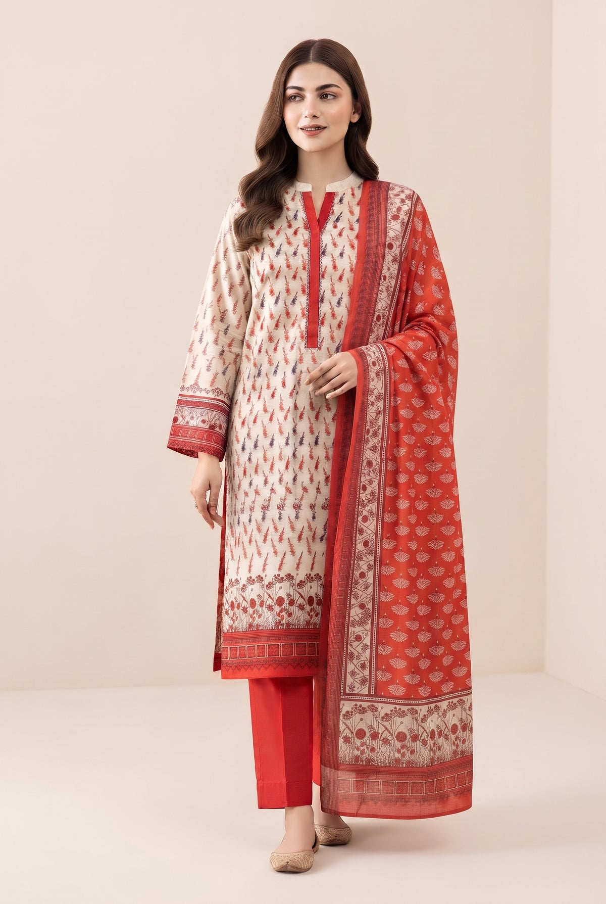 HZ Premium Supreme 3 piece unstitched khaddar suit - Winter