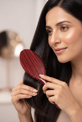 Wooden Paddle Hairbrush with Flexible Cushion & Anti-Static Pins - WL-292