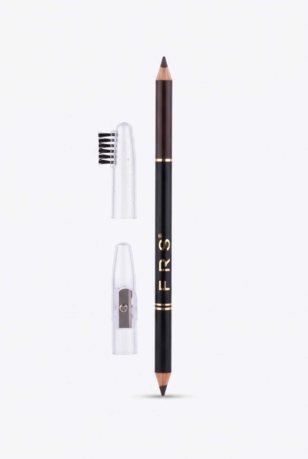 Dual-Ended Eyebrow Pencil with Grooming Brush and Sharpener Cap