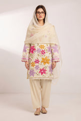 Stitched 3-Piece Floral Embroidery Summer Cotton Suit
