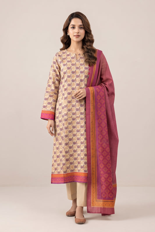 Bonanza Satrangi 3 piece Unstitched Printed Khaddar Suit - Winter