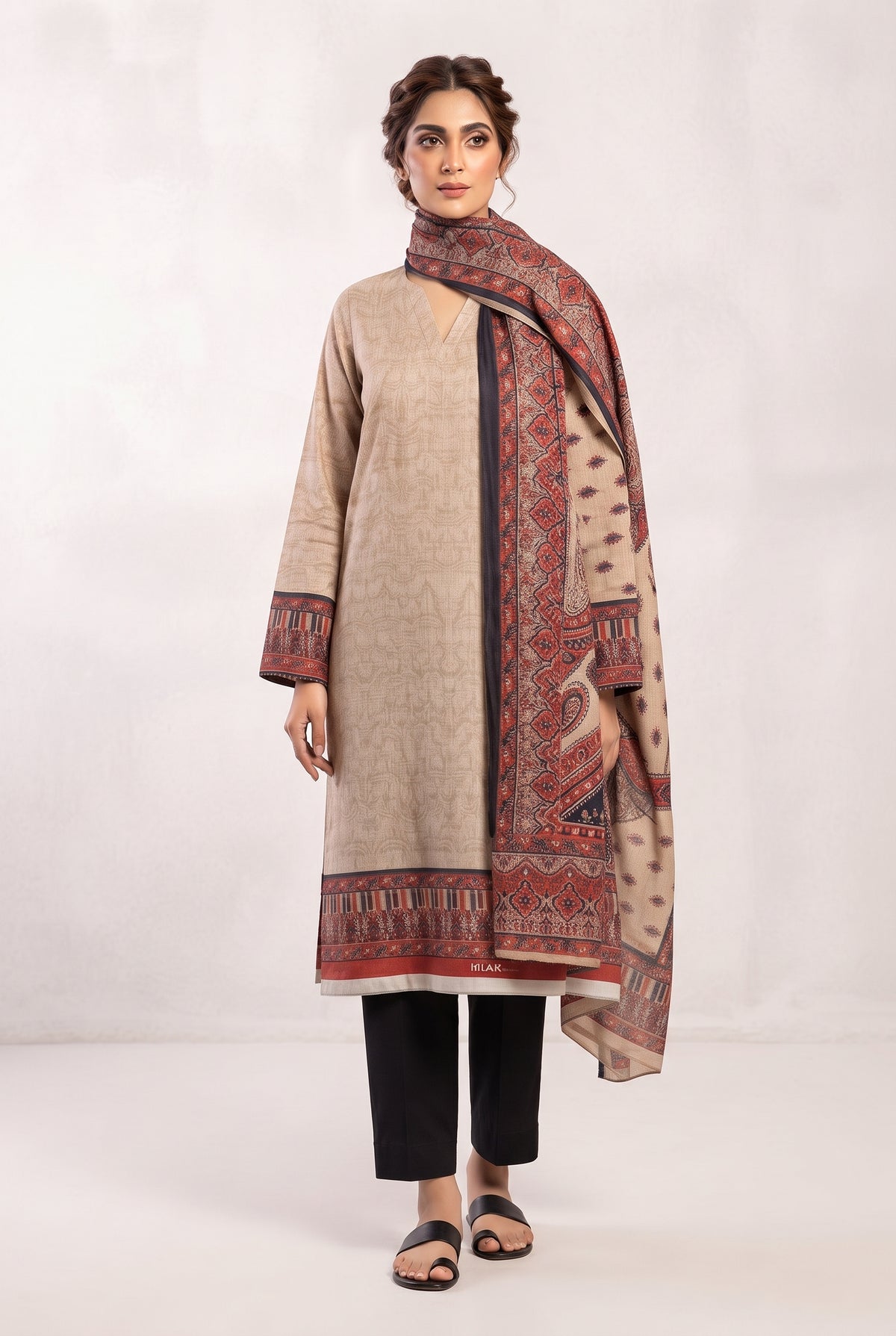 Khaadi 3 piece Unstitched Digital Printed Khaddar Suit - Winter