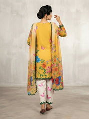 Bin Najeeb 3 Piece Stitch Cotton Summer Suit - Printed & butterfly motifs