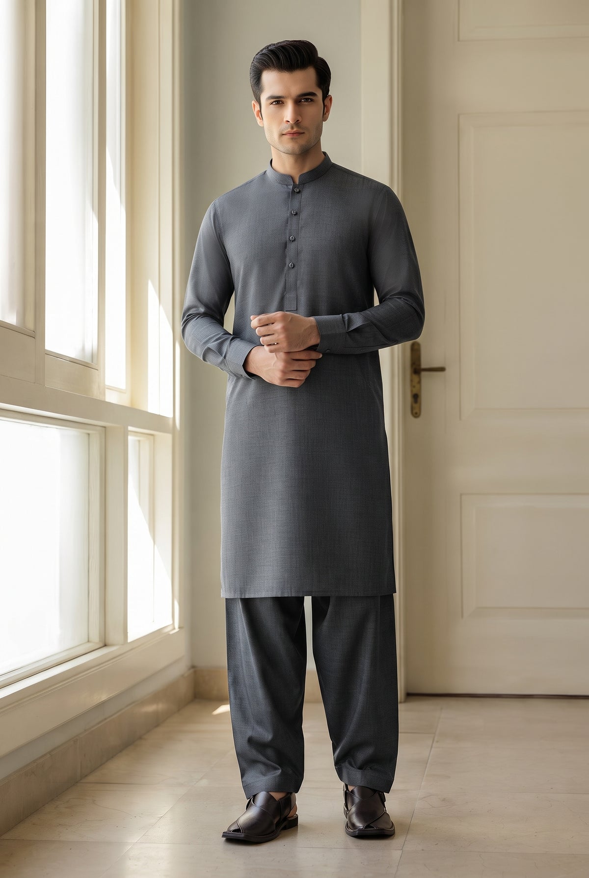 J. Elegant Unstitched 2 Piece - Junaid Jamshed Men's Winter Suit