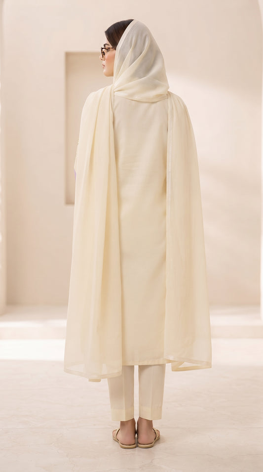 Stitched 3-Piece Floral Embroidery Summer Cotton Suit