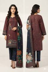 Bonanza Satrangi 3 piece Unstitched Printed Khaddar Suit - Winter