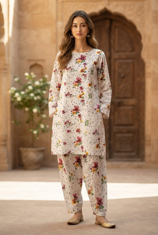 Gul Ahmed Unstitched 2 Piece Printed Summer Lawn Suit-D02